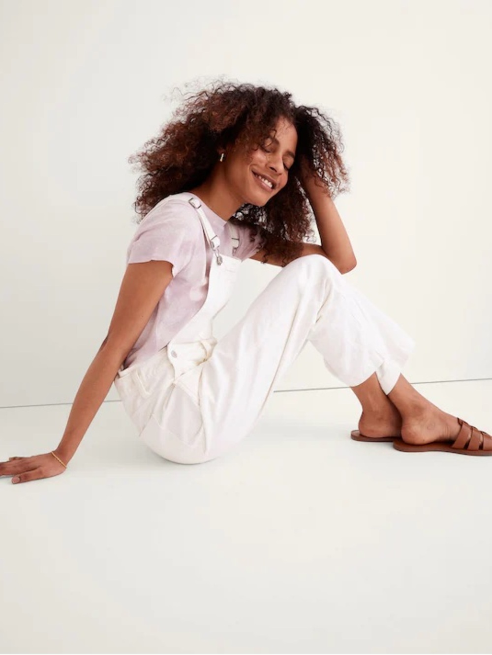 madewell straight leg overalls in tile white